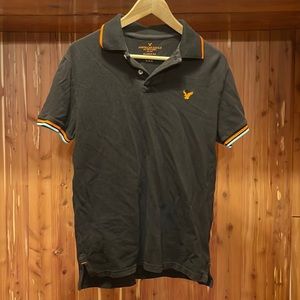American Eagle Black Polo Shirt Medium Classic Fit